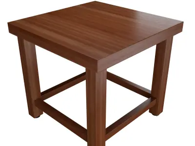 Modern Walnut Engineered Wooden Square Table  PBR Textures Ready Low-poly 3D model