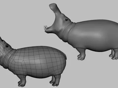 Hippopotamus Basemesh Low-poly 3D model
