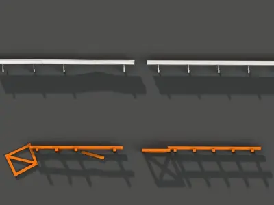 Post Apocalyptic Road Barrier and Wooden Fence Low-poly 3D model