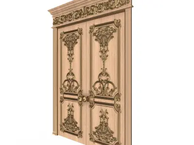 Carved Door Classic 0801 Wood Low-poly 3D model