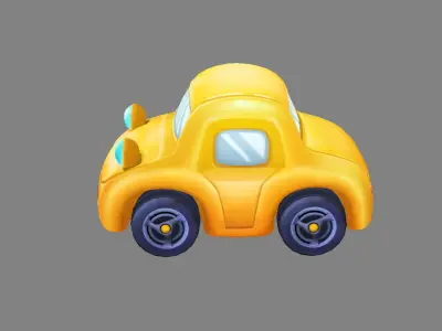 Cartoon yellow toy car Low-poly 3D model