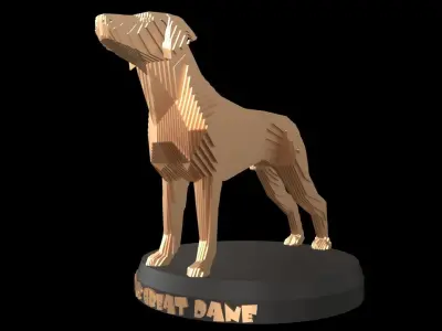 Parametric Boxer Great Dane Low-poly 3D model
