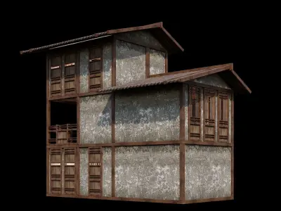 Medieval Houses Pack 96-97-98-99-100 - 4K Textures Game Ready Low-poly 3D model