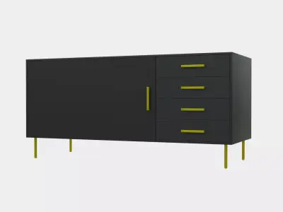 Black Modern Cabinet 3D Model  3D model