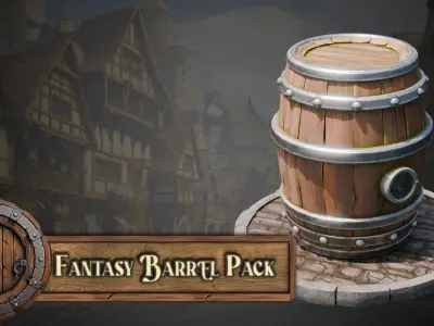 Blender 20 Massive Fantasy Barrels Asset Pack 3D model