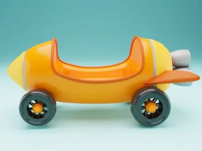 Rocket toy car Low-poly 3D model