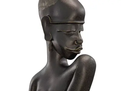 African Style Antique Bust Sculpture  Low-poly 3D model