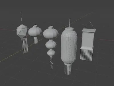 Japanese Lantern pack 3D model