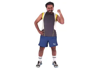 Male Kabaddi Player Scanned Action Pose 3D Model 3D model