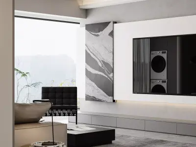 Modern living room dining room interior scenes 291 3D model