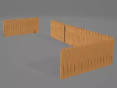 Fence wooden picket Free 3D model