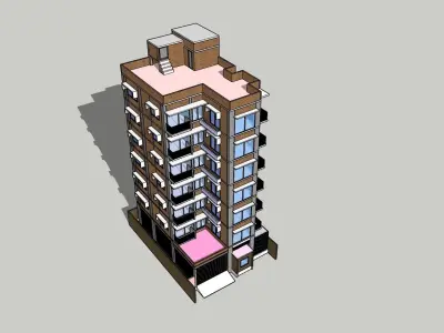 Apartment tall building 3D model