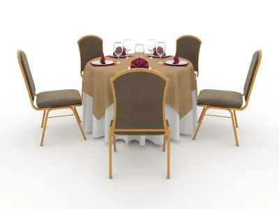 Banquet Table and Chair 10 3D model