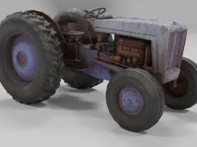 Old Tractor low poly Low-poly 3D model