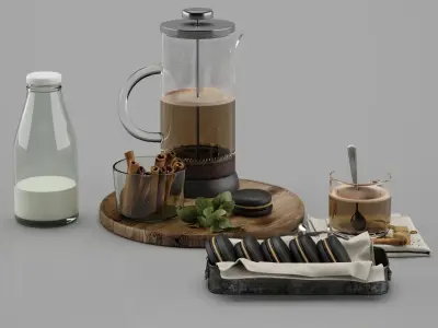 Breakfast Decorative Set 3D model purchase