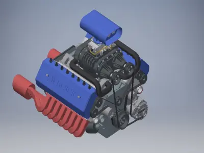 W16 Engine with Supercharger 3D model
