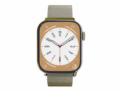 Apple Watch Series 8 Gold Stainless Steel Milanese Loop Color  Low-poly 3D model