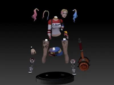 Harley Quinn Statue - Statue 3D print model fanart 3D print model