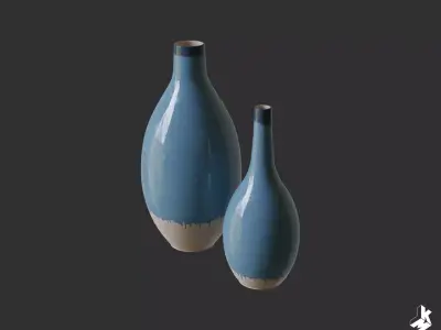 Set of Cascade Ceramic Vases 3D model