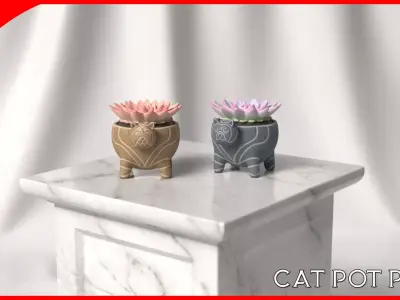 Small Cat Pot Pack  Low-poly 3D model