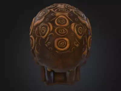 Ornamental Carved Skull Floral Pattern Low-poly 3D model