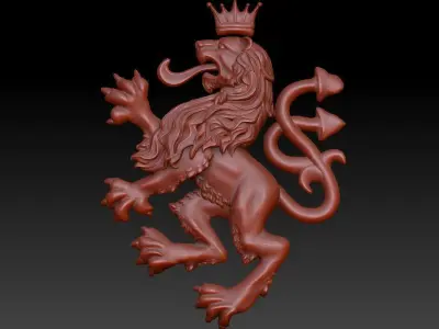 a lion vase made of clay 3D model