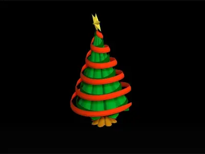 christmas tree with ribbon assembly model 3D print model