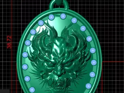 Gold lion head pendant 3D printable model   3D print model