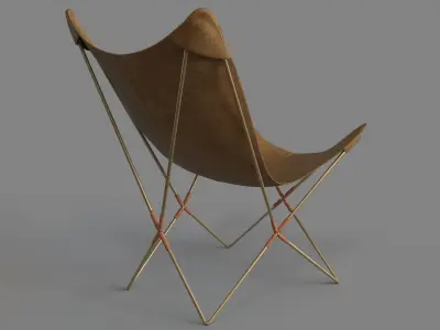 Belgrano Tan Suede Butterfly Chair 3D model