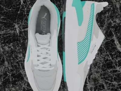 Puma 3D Shoes - White - Blue - MERCEDES SERIES Low-poly 3D model