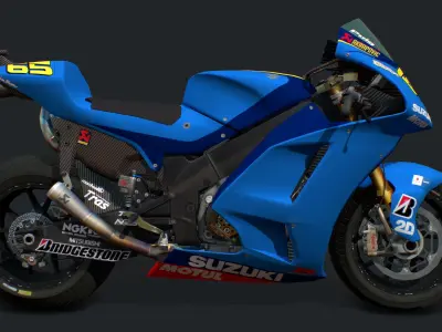 Suzuki Racing Bike Low-poly 3D model