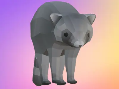 Low poly raccoon Low-poly 3D model