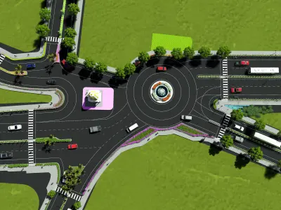Road map Low-poly 3D model