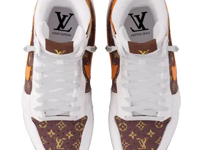 nike air jordan louis vuitton with white and brown 3D model