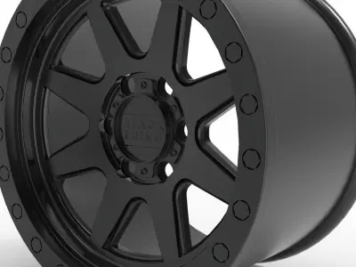Matte black W Black Lip Edge  Black Bolts Baker Wheel 3D print model