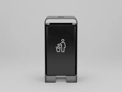 Garden Trash Can 50x40x100 Low-poly 3D model