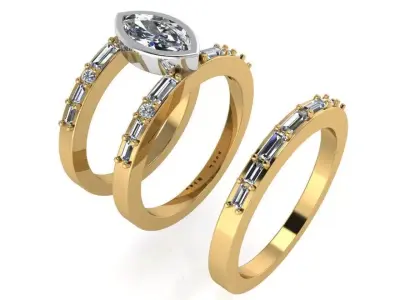 Marquise Bezel Ring With Band 2597 3D print model