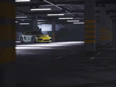 Parking garage with porsche sports car 3D model