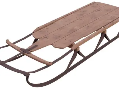 Sled 1 wooden Low-poly 3D model