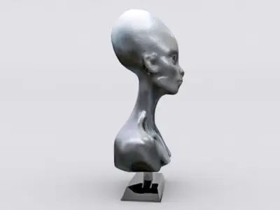 Alien Woman Bust  Low-poly 3D model