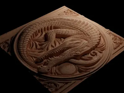 Crocodile CNC 3d Print High Relief Sand Casting 3D print model