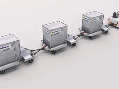 Baggage Tractor Low-poly 3D model