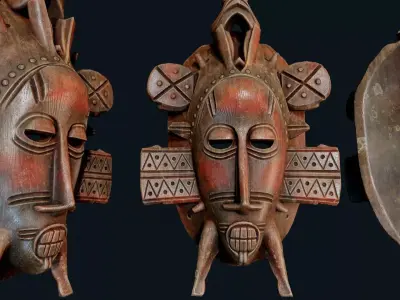 African Decor Mask 2 Low-poly 3D model