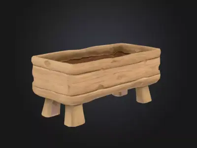 Rustic Wooden Feeding Low-poly 3D model