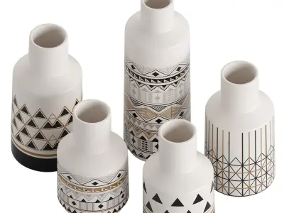 Set handmade ceramic vases 3D model