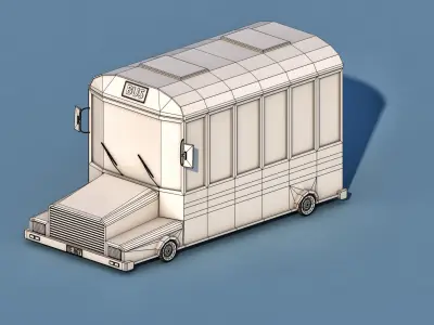 Cartoon School Bus Low-poly 3D model