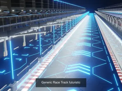 Full asset race track futuristic 3D Model Pack