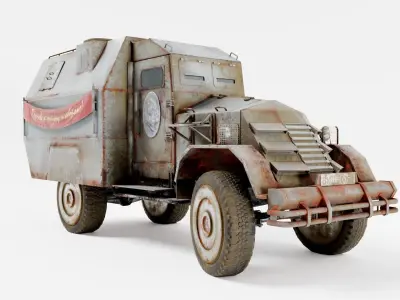 Postapocalypse armoredsuv da1 Low-poly 3D model