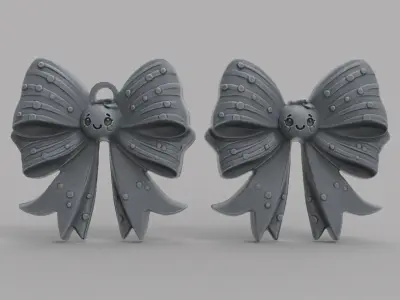 christmas tree cute ribbon row decor  3D print model