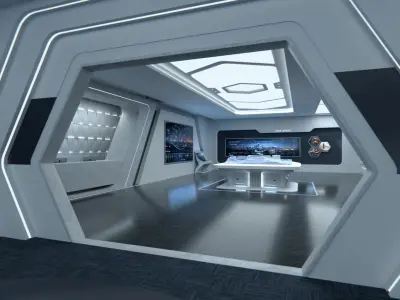 Exhibition Hall and Holographic Table 3D model